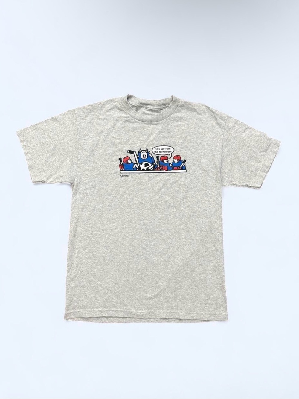 Grimm Vintage Y2K Novelty Graphic T Shirt Cartoon Hockey Tee